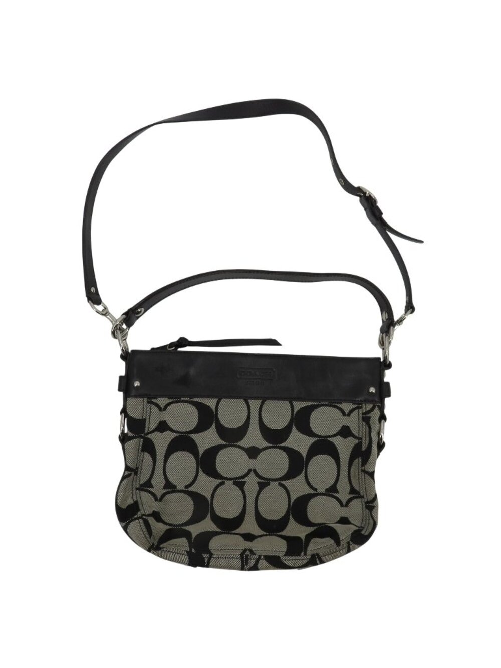 Coach A1026 F14708 Zoe Signature Black Canvas Logo Double Handle Handbag Purse